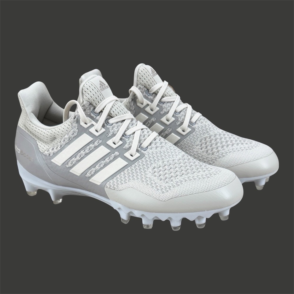 adidas Men's White and Light Gray Athletic Cleats